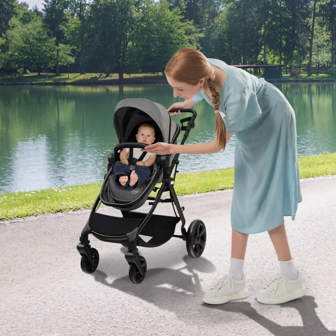 Klappbarer Kinderwagen mit Verstellbarem Verdeck & Aufbewahrungskorb Leichter Kinderbuggy