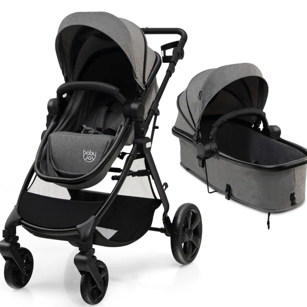 Klappbarer Kinderwagen mit Verstellbarem Verdeck & Aufbewahrungskorb Leichter Kinderbuggy