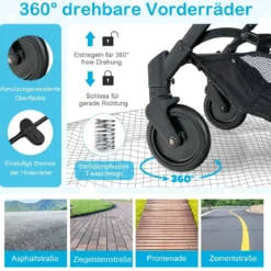 Klappbarer Kinderwagen Tragbarer Reisewagen für Kinder 79 x 47 x 97 cm Schwarz