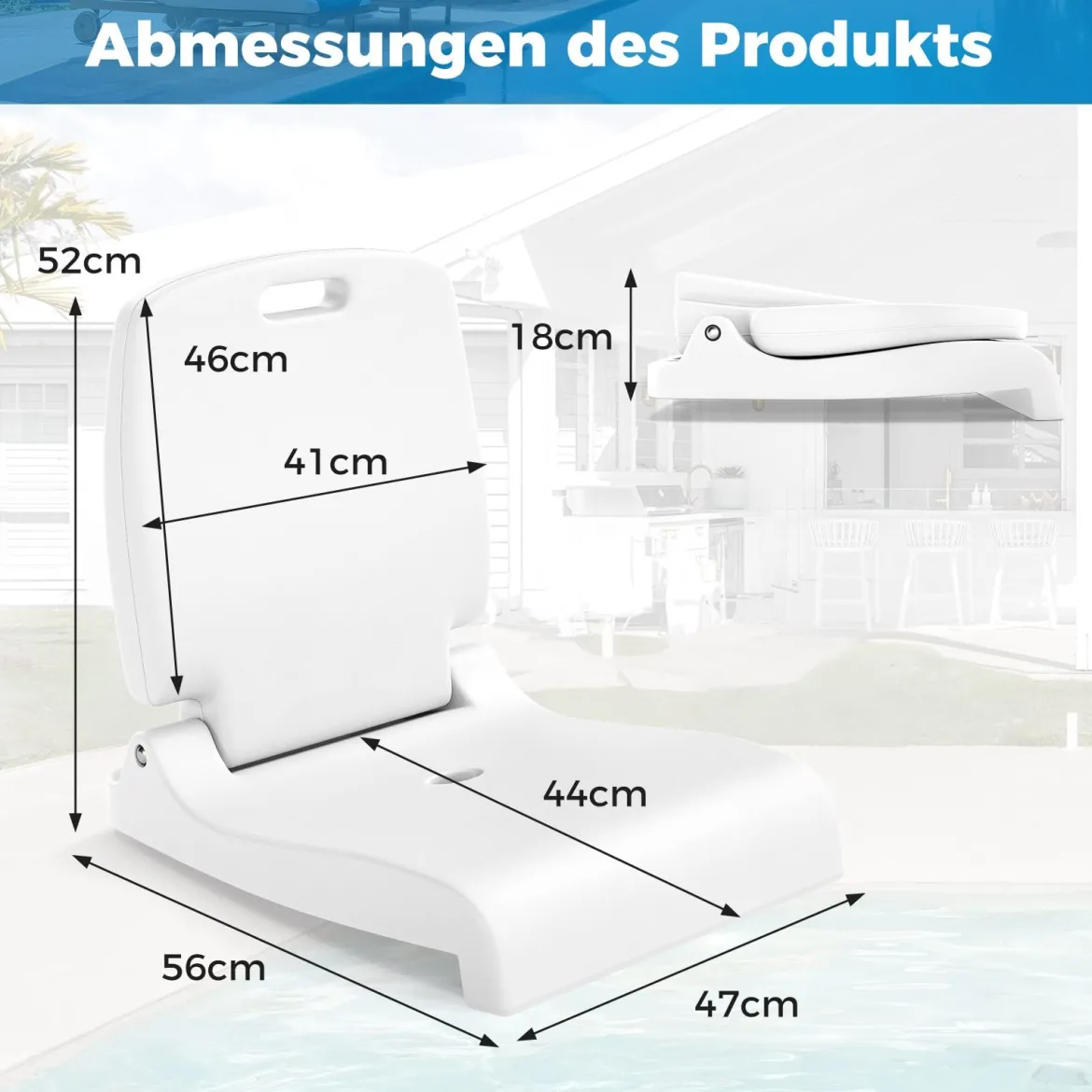 Klappbarer Klappsitz Tragbarer Outdoor-Stuhl mit Griff & Abflussloch Bodenstuhl Weiß