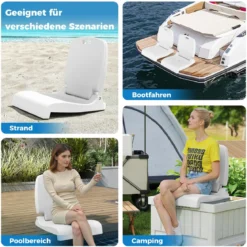 Klappbarer Klappsitz Tragbarer Outdoor-Stuhl mit Griff & Abflussloch Bodenstuhl Weiß