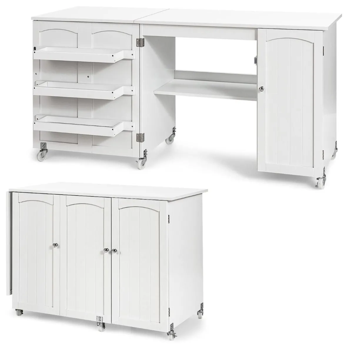 Klappbarer Nähtisch Nähschrank vielseitiger Basteltisch vielseitiger Basteltisch 158 x 50 x 75 cm Weiß