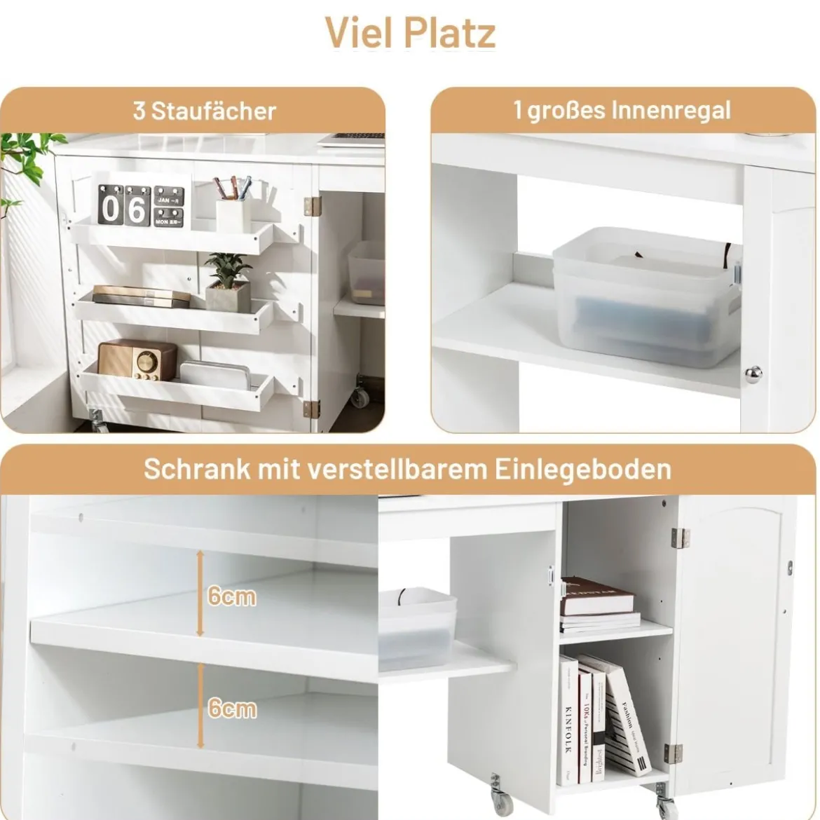 Klappbarer Nähtisch Nähschrank vielseitiger Basteltisch vielseitiger Basteltisch 158 x 50 x 75 cm Weiß