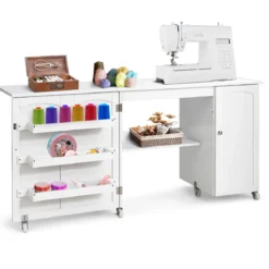 Klappbarer Nähtisch Nähschrank vielseitiger Basteltisch vielseitiger Basteltisch 158 x 50 x 75 cm Weiß