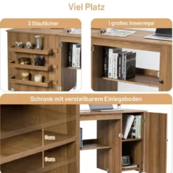 Klappbarer Nähtisch vielseitiger Basteltisch mit breiter Arbeitsplatte 158 x 50 x 75 cm Braun