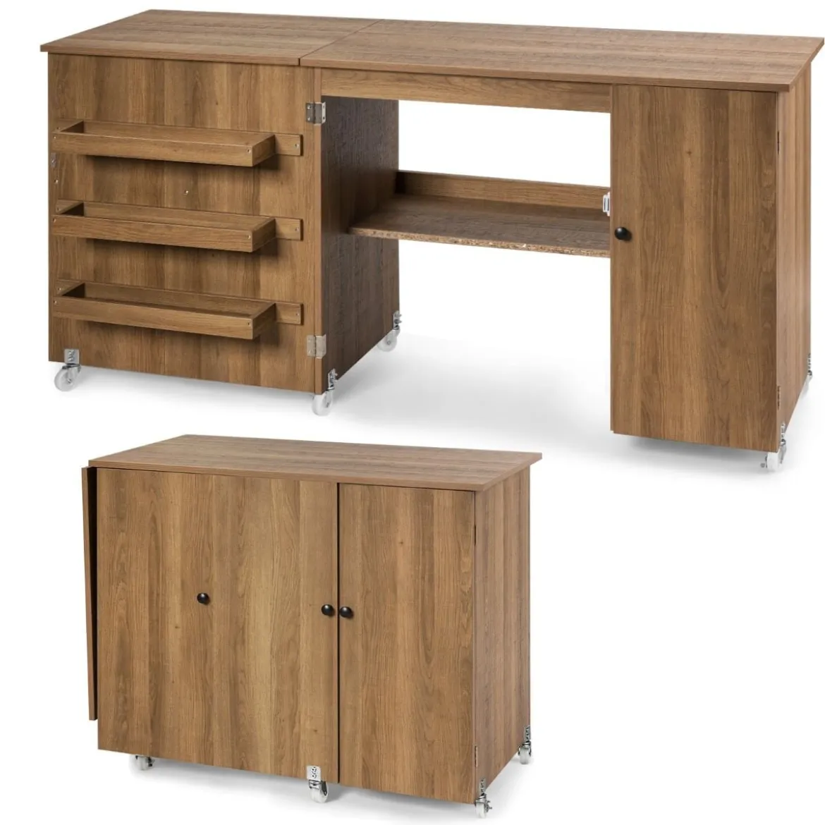 Klappbarer Nähtisch vielseitiger Basteltisch mit breiter Arbeitsplatte 158 x 50 x 75 cm Braun