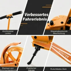 Klappbarer Scooter mit 100kg Tragkraft & 2 LED Räder Höhenverstellbarer Roller Tretroller