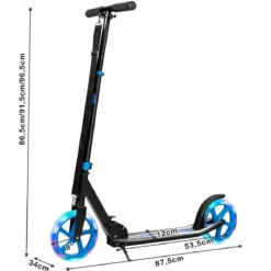 Klappbarer Scooter mit 100kg Tragkraft & 2 LED Räder Höhenverstellbarer Roller Tretroller