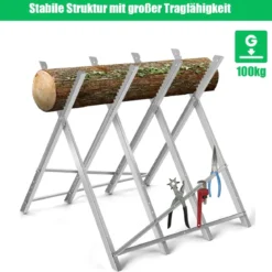 Klappbarer Sägebock aus Stahl mit 100 kg Tragkraft leichter tragbarer Sägeständer mit gekerbten Sägezähnen zum Schneiden von Brennholz