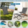 Klappbarer Terrassenstuhl mit Ottomane & Abnehmbaren Kissen Outdoor Liege Grau