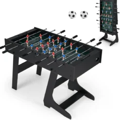 Klappbarer Tischkicker mit 22 Spielfiguren & 2 Bällen & 2 Punktezähler 120 cm Kickertisch Schwarz