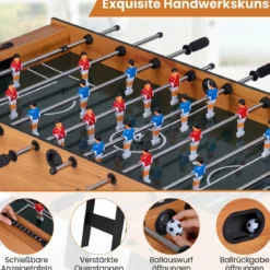 Klappbarer Tischkicker mit 22 Spielfiguren & 2 Bällen & 2 Punktezähler 120 cm Kickertisch Natur