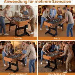 Klappbarer Tischkicker mit 22 Spielfiguren & 2 Bällen & 2 Punktezähler 120 cm Kickertisch Natur