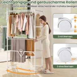 Klappbarer Wäscheständer mit Aufhängevorrichtungen & Trockengestellen Alu Wäschetrockner Weiß