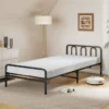 Klappbares Bettgestell mit Matratze Tragbares Klappbett mit Kopf- & Fußteil Plattformbett Schwarz 200 x 90 cm
