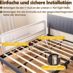 Klappbares Bettgitter für Kleinkinder verstellbares Baby-Bettgitter mit abnehmbarem Oxford-Stoffbezug Weiß 178 cm x 36 cm x 60 cm