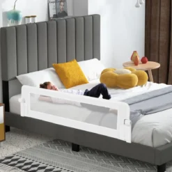 Klappbares Bettgitter mit Verstellbarer & EIN-klick-Faltung Gurte Bettschutzgitter 150 x 42cm