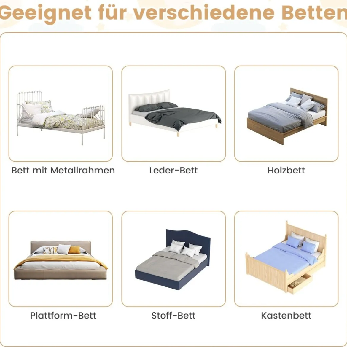 Klappbares Bettgitter mit Verstellbarer & EIN-klick-Faltung Gurte Bettschutzgitter 150 x 42cm