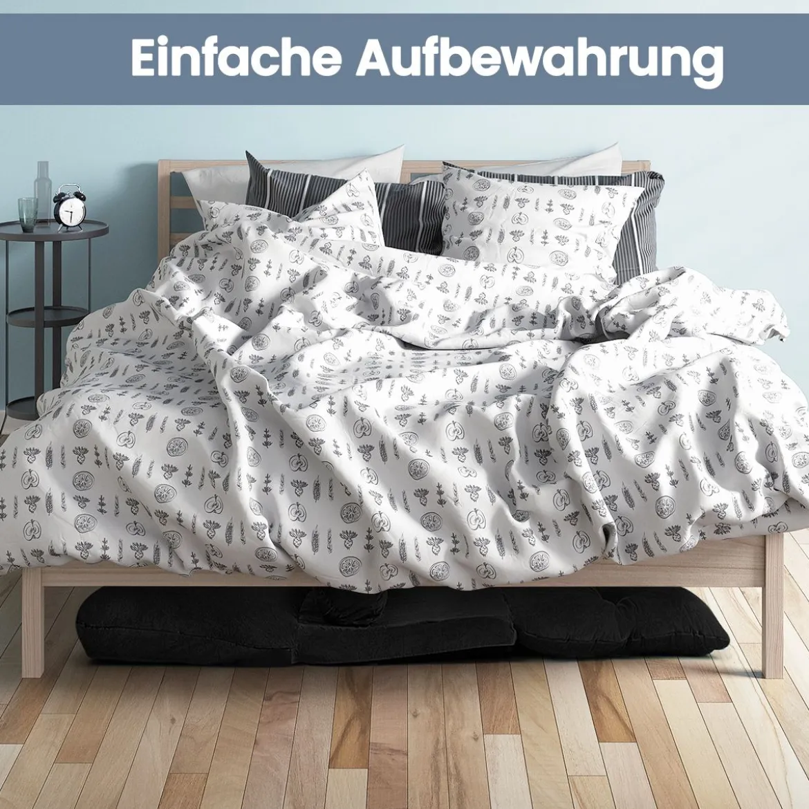 Klappbares Bodensofa Sofabett mit 2 Kissen & Rückenlehne 6-stufig Einstellbares Bodensessel Schwarz
