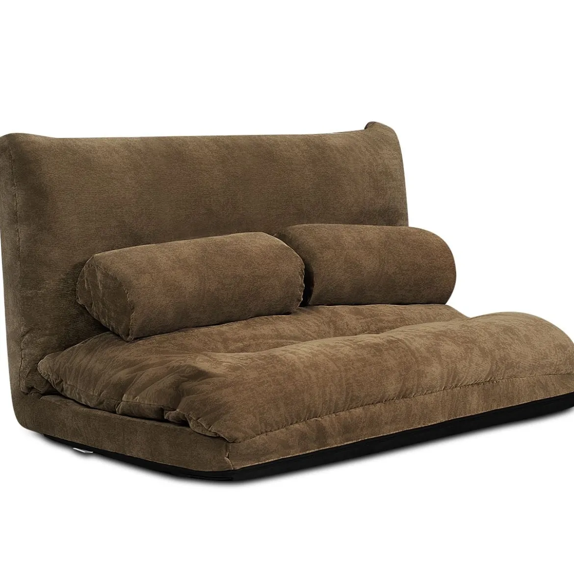 Klappbares Bodensofa Sofabett mit 2 Kissen & Rückenlehne 6-stufig Einstellbares Bodensessel Braun