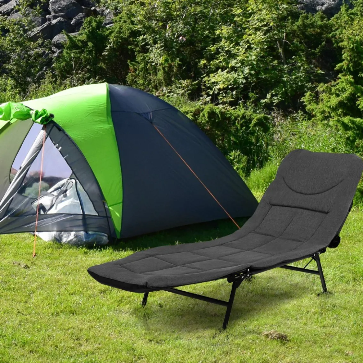 Klappbares Campingbett mit Abnehmbarer Matratze 194 x 66 x 29 cm Grau
