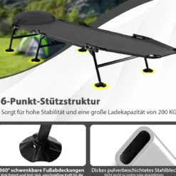 Klappbares Campingbett mit Abnehmbarer Matratze 194 x 66 x 29 cm Grau