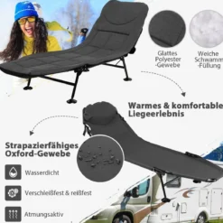 Klappbares Campingbett mit Abnehmbarer Matratze 194 x 66 x 29 cm Grau