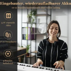 Klappbares E-Keyboard Faltbar mit 88 Beleuchteten Tasten Digitale Keyboard Digitale Keyboard Weiß