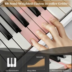 Klappbares E-Keyboard Faltbar mit 88 Beleuchteten Tasten Digitale Keyboard Digitale Keyboard Weiß
