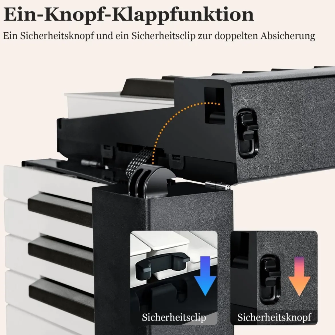 Klappbares E-Keyboard Faltbar mit 88 Beleuchteten Tasten Digitale Keyboard Digitale Keyboard Schwarz