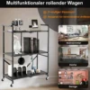 Klappbare Servierwagen mit 4 Rollen 3 Etagen Metallregal für Küche Büro Schwarz