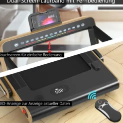 Klappbares 2-in-1-Laufband Heimtrainer mit zwei LED-Anzeigen APP & Fernbedienung Gelb