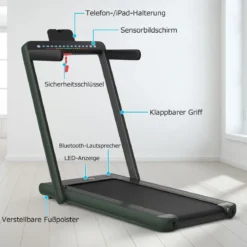 Klappbares 2-in-1-Laufband Heimtrainer mit zwei LED-Anzeigen APP & Fernbedienung Grün
