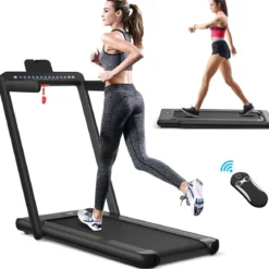 Klappbares 2-in-1-Laufband Heimtrainer mit zwei LED-Anzeigen APP & Fernbedienung Schwarz