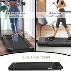 Klappbares 2-in-1-Laufband Heimtrainer mit zwei LED-Anzeigen APP & Fernbedienung Schwarz
