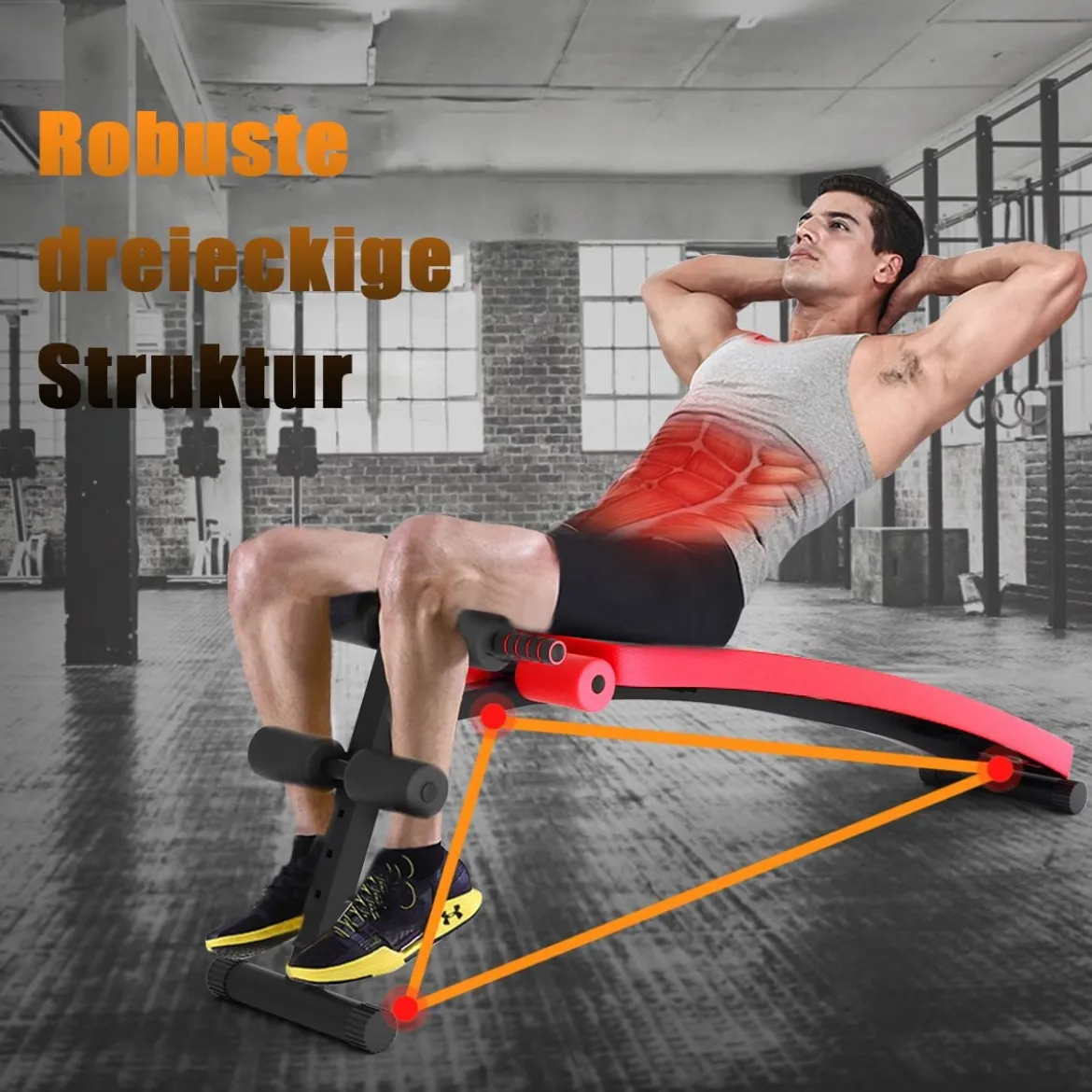 Klappbare Sit Up Bank bis 200kg Belastbar Verstellbare Schrägbank Trainingsbank Rot