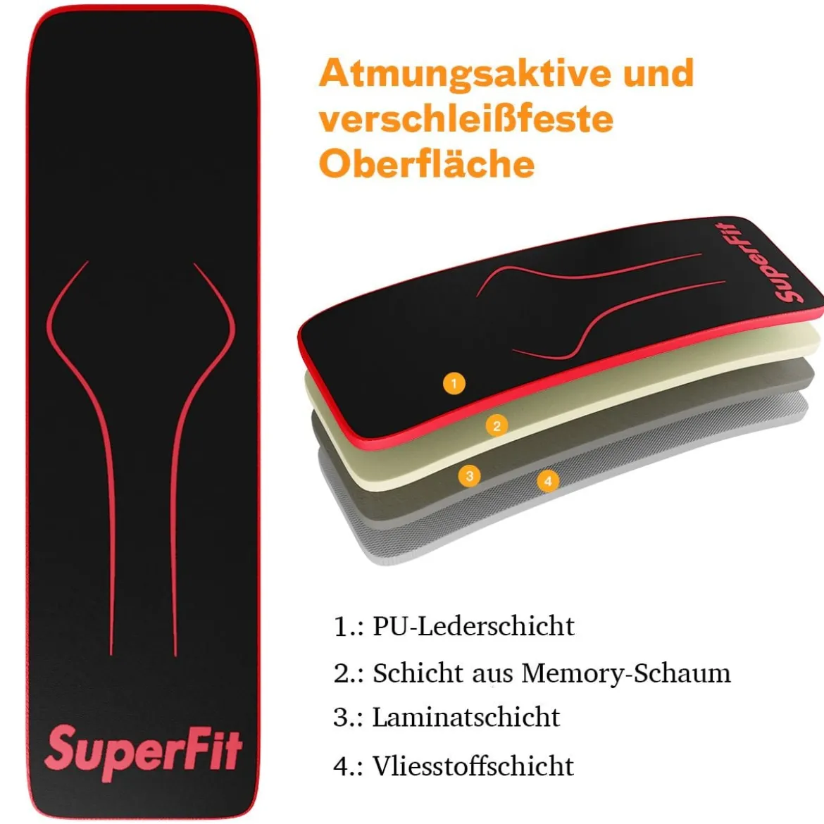 Klappbare Sit Up Bank bis 200kg Belastbar Verstellbare Schrägbank Trainingsbank Rot