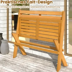 Klappbare Sitzbank aus Akazienholz bis 360 kg Belastbar 2-Sitzer Balkonbank Gartenbank