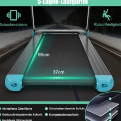 Klappbares Laufband für Zuhause mit Bluetooth-Lautsprecher & LED-Anzeige und Gerätehalter Marineblau