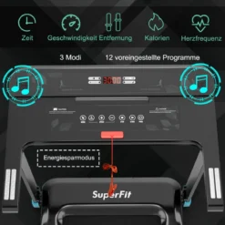 Klappbares Laufband für Zuhause mit Bluetooth-Lautsprecher & LED-Anzeige und Gerätehalter Marineblau