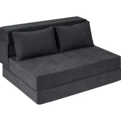 Klappbares Schlafsofa 3 In 1 Chenille 2 Kissen für Wohnzimmer Schlafzimmer Home Office Grau