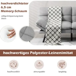 Klappbares Schlafsofa mit Schlaffunktion Schlafcouch mit Verstellbarer Rückenlehne Grau