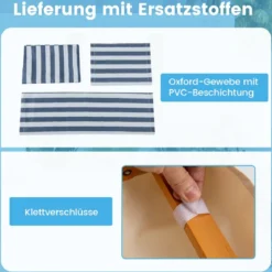 Klappbare Strandliege mit Neigbarem Baldachin &Verstellbarer Rückenlehne & Fußstütze