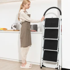 klappbare 4-stufige Leiter mit Handgriff Tragfähigkeit von 150 Kg 46,5 x 90 x 135,5 cm