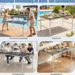 Klappbare Tischtennisplatte mit Netz & 2 Schlägern & Bällen Mini Tischtennistisch Ping Pong Tisch