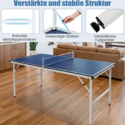 Klappbare Tischtennisplatte mit Netz & 2 Schlägern & Bällen Mini Tischtennistisch Ping Pong Tisch