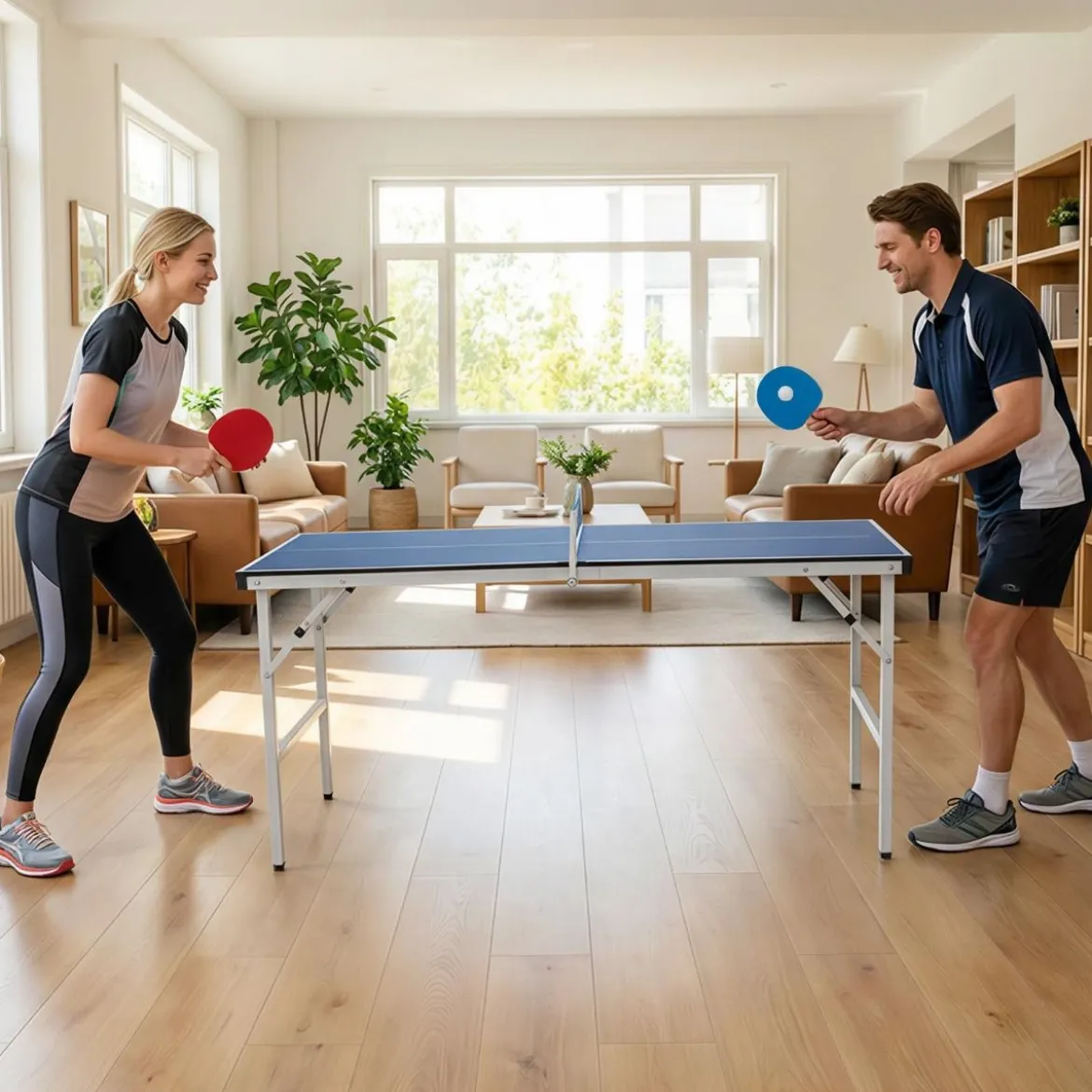 Klappbare Tischtennisplatte mit Netz & 2 Schlägern & Bällen Mini Tischtennistisch Ping Pong Tisch