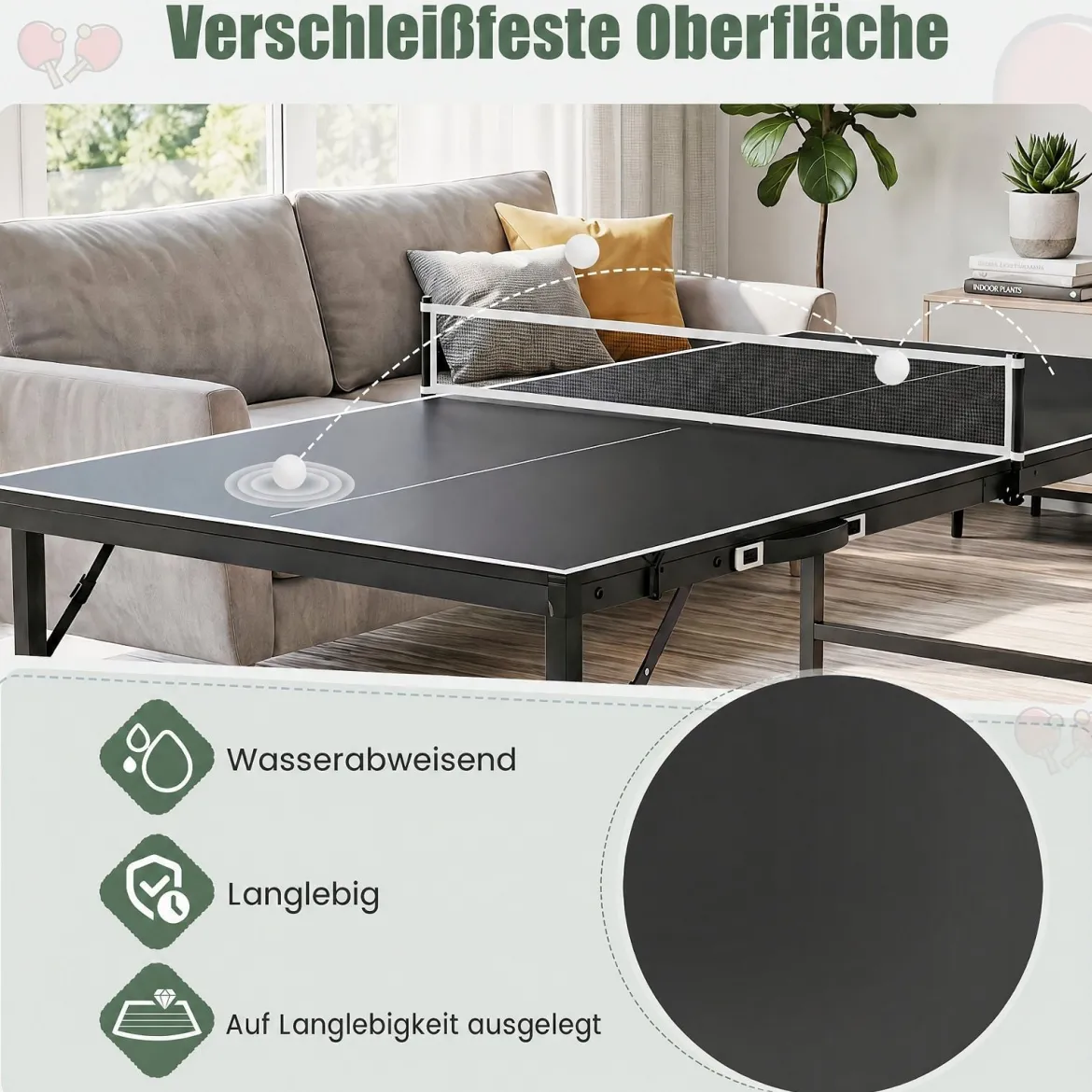 Klappbare Tischtennisplatte mit Netz & 2 Schlägern & Bällen Ping Pong Tisch Schwarz/Blau/Grün