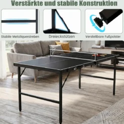 Klappbare Tischtennisplatte mit Netz & 2 Schlägern & Bällen Ping Pong Tisch Schwarz/Blau/Grün