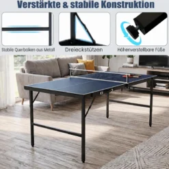 Klappbare Tischtennisplatte mit Netz & 2 Schlägern & Bällen Ping Pong Tisch Schwarz/Blau/Grün